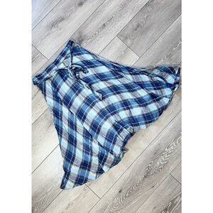 Anthropologie Flint & Moss Plaid Tie Front Midi Dress